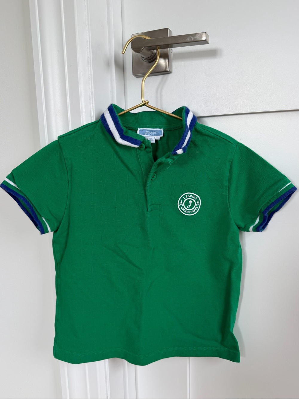 Size 6 boys Jacadi L'Esprit Paris green polo shirt (Retails $65)
